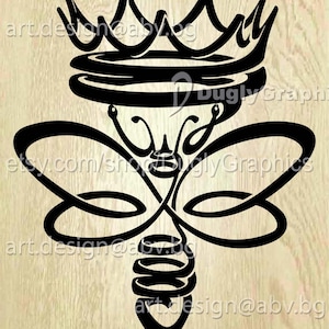 Vector BEE QUEEN spiral stylized crown 3D Bee Art