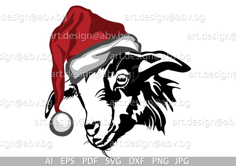 Download Vector GOAT with Christmas hat head 6 colors GoatAlpine | Etsy