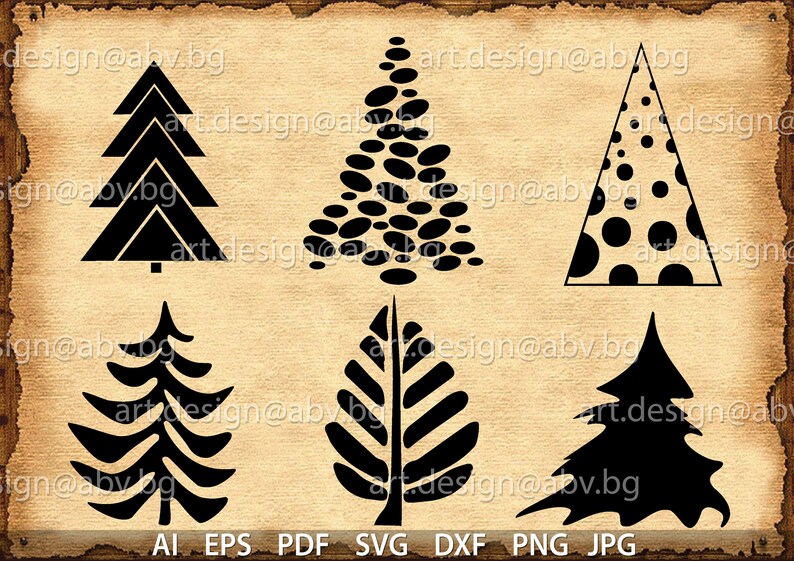 Vector Trees Stylized Ai Eps Png Pdf Svg Dxf Jpg Etsy