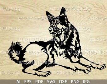 Grafica vettoriale del pastore tedesco, arte del cane (download digitale)