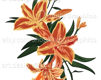 Stargazer Lily Vector Art: Floral Graphic (Digital Download)