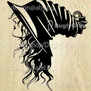 Heksenhoed meisje vector, silhouette kunst (digitale download)