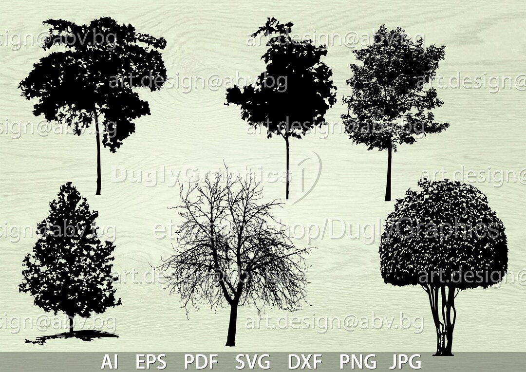Vector 12 TREES, AI, Eps, Pdf, Svg, Png, Dxf, Jpg Download, Collection ...