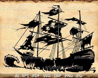 Vector PIRATE SHIP, ai, eps, svg, dxf, pdf, png, jpg Download, Digital image, graphical, discount coupons