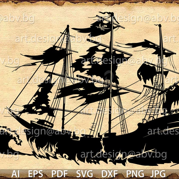 Vector PIRATE SHIP, ai, eps, svg, dxf, pdf, png, jpg Download, Digital image, graphical, discount coupons