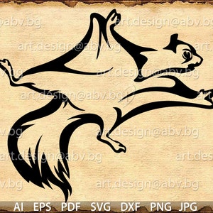 Vector FLYING SQUIRREL, stylized, AI, png, eps, pdf, svg, dxf, jpg, Instant Download, Digital image, graphical image, Printable, coupons