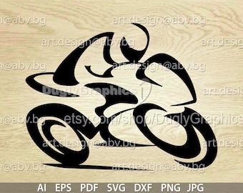 Motorcyclist, Stylized Vector image (ai, eps, pdf, png, svg, dxf, jpg)