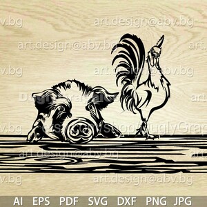 Vector ANIMAL FARM, ai, eps, pdf, svg, dxf, png, jpg Download, Digital image, graphical, animal, pig, rooster