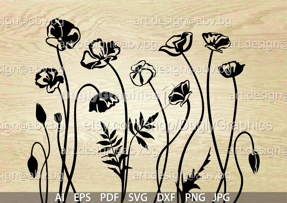 Poppy Flowers Vector Art, Floral Design (digital Download) - Etsy