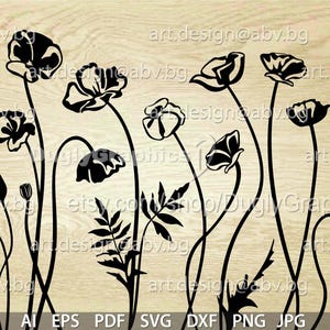 Mohnblumen-Vektorgrafik, Blumendesign (Digitaler Download)