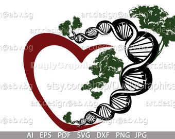 DNA Heart Vector Graphic, Life Science Art (Digital Download)