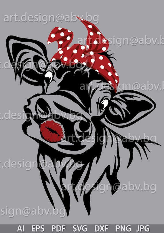 Vector COW KISS becerro cabeza AI png eps pdf svg dxf - Etsy España