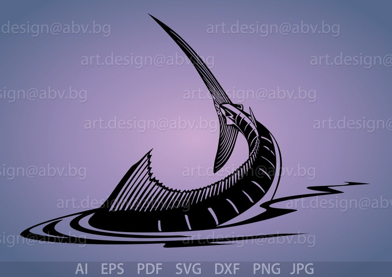 Download Vector MARLIN FISH TAIL ai eps pdf png svg dxf jpg | Etsy