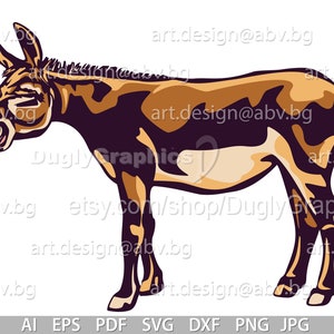 Vector ANGRY DONKEY colored ai png eps pdf svg dxf jpg Download, Digital image, graphical, farm animal