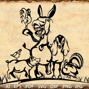 Vector ANIMAL FARM, grass, ai, eps, pdf, svg, dxf, png, jpg Download, Digital, graphical, donkey, pig, welcome, rooster, hen, turkey, goat