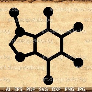 Vector MOLECULE CAFFEINE, AI, png, eps, pdf, svg, dxf, jpg Download files, Digital, graphical, discount coupons