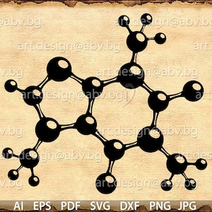 Vector MOLECULE caffe latte, caffeine, cappuccino, ai, eps, pdf, svg, dxf, png, jpg Download files, Digital, graphical, discount coupons