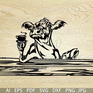 Vector COW DRINKS WINE, calf, ai, png, eps, pdf, svg, dxf, jpg, svg cow, graphical image Art Print, heifer, funny