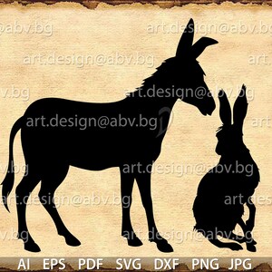 Vector DONKEYS, mother and baby, AI, PNG, eps, pdf, svg, dxf, jpg Download, Digital image, graphical, animal, discount coupons