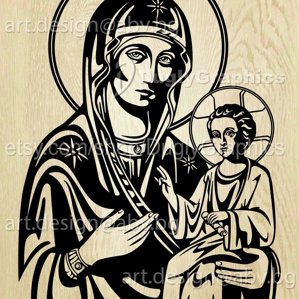 Vector Virgin and Child ICON ai, eps, pdf, svg, dxf, png, jpg Download, Digital image, graphical image