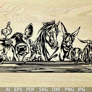 Vector ANIMAL FARM, ai, eps, pdf, svg, dxf, png, jpg Digital image, horse, donkey, cow, pig, kiko goat, boer goat, chicken, duck, dog