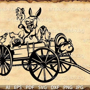 Vector ANIMAL FARM, vagon, ai, eps, pdf, svg, dxf, png, jpg Download, Digital, graphic, donkey, pig, welcome, rooster, turkey, hen, goat