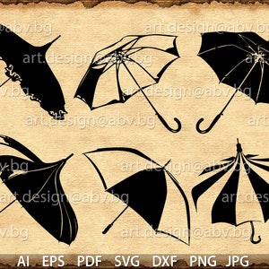 Vector 6 UMBRELLAS BUNDLE, AI, eps, pdf, svg, png, dxf, jpg Download files, Digital, graphical