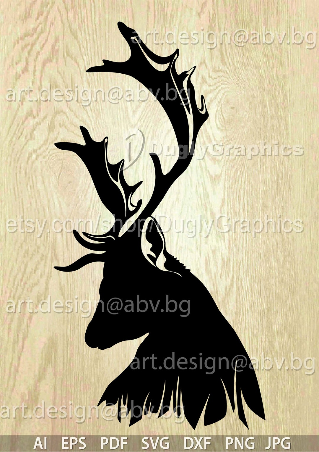 Vector FALLOW DEER Head Silhouette, AI, Eps, Pdf, Svg, Dxf, Png, Jpg ...