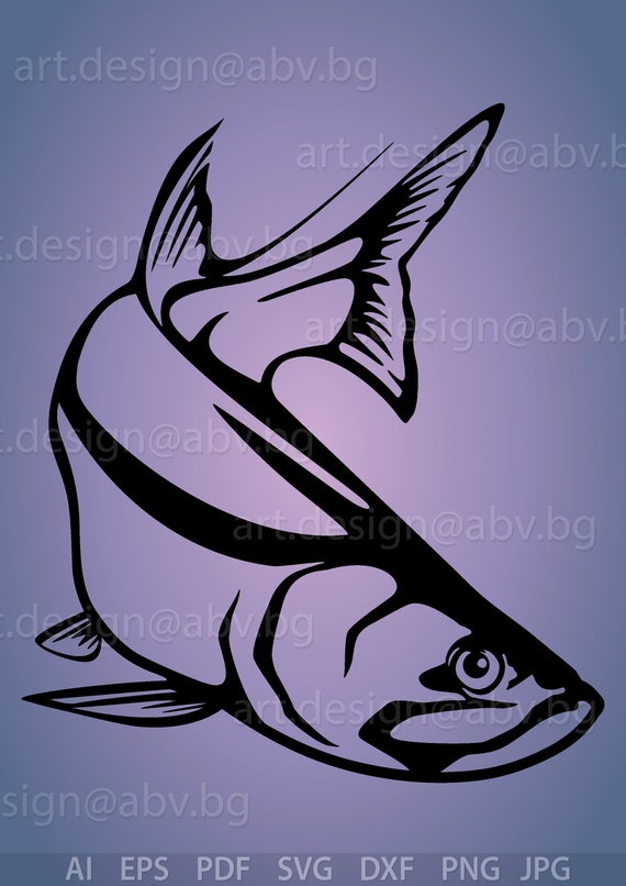 Vector Tarpon Fish Ai Eps Pdf Png Svg Dxf Jpg Image Etsy