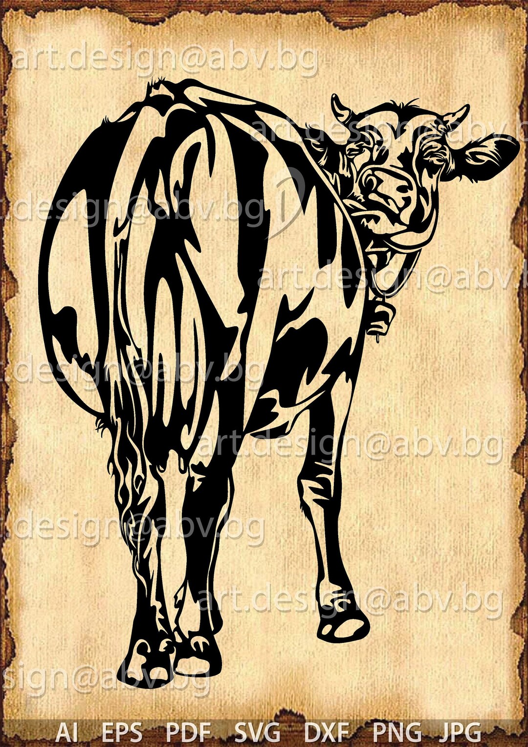 Cow Rear View Vector Art Print (digital Download) - Etsy