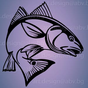 Vector RED FISH, ai, eps, pdf, png, svg, dxf, jpg Image Graphic Digital Download Artwork, stylized, graphical, discount coupons