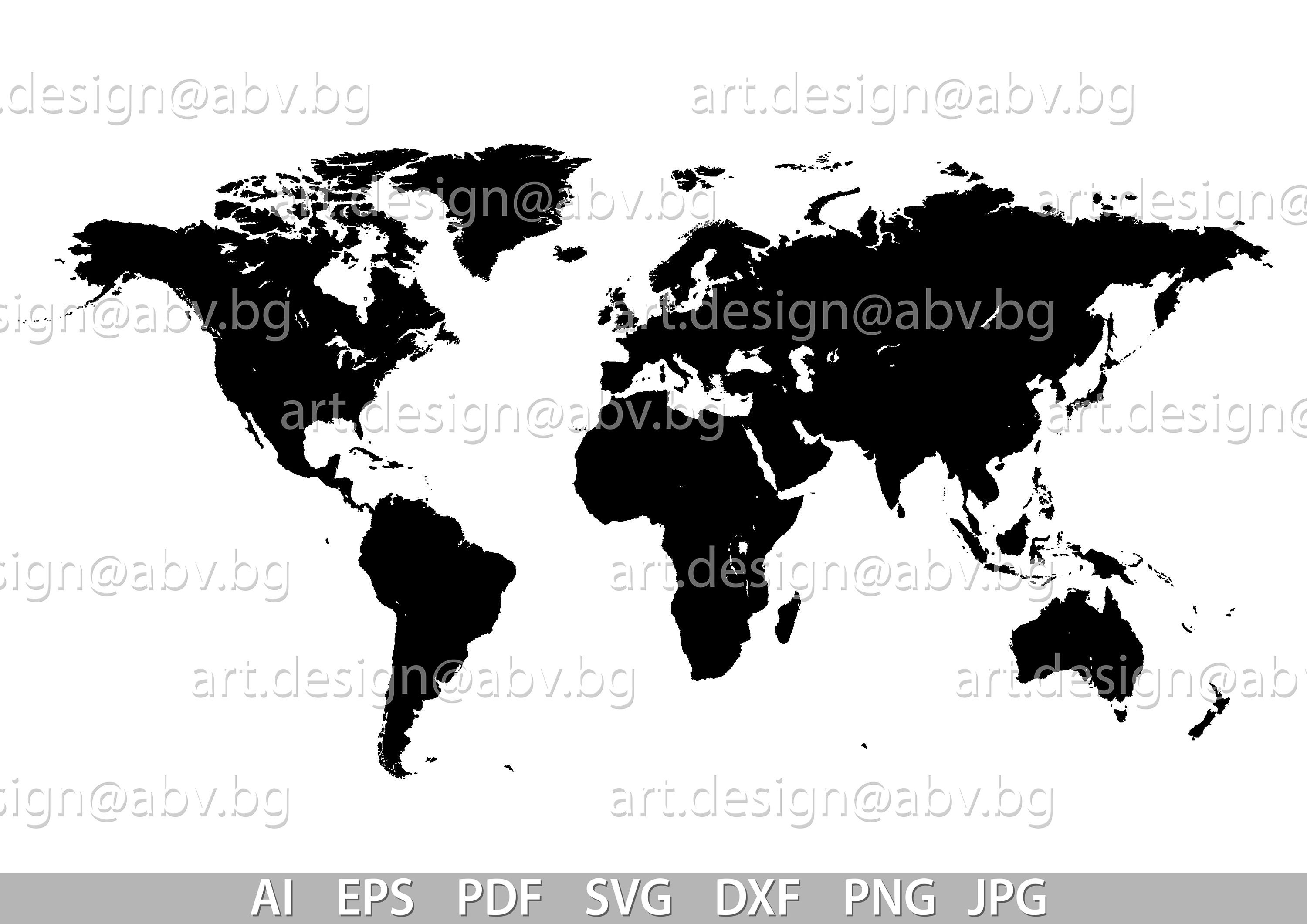 Vector World Map With Countries (digital Download) - Etsy