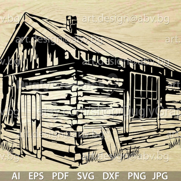 Vector OLD SHACK, wooden shed, ai, eps, pdf, svg, dxf, png,  jpg instant Download, Digital image, graphical image, discount coupons