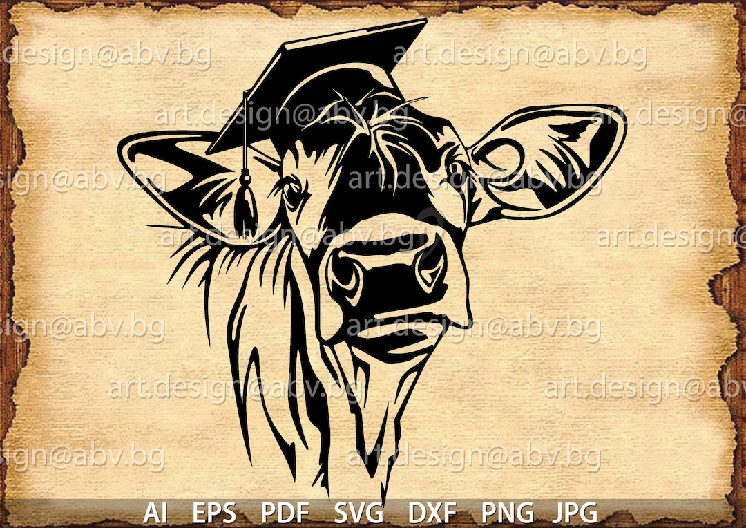 Cow With Graduation Hat Vector Art (digital Download) - Etsy