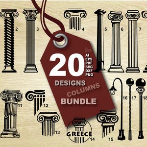 Illustrazioni vettoriali di colonne e lanterne romane - 20 disegni (download digitale)