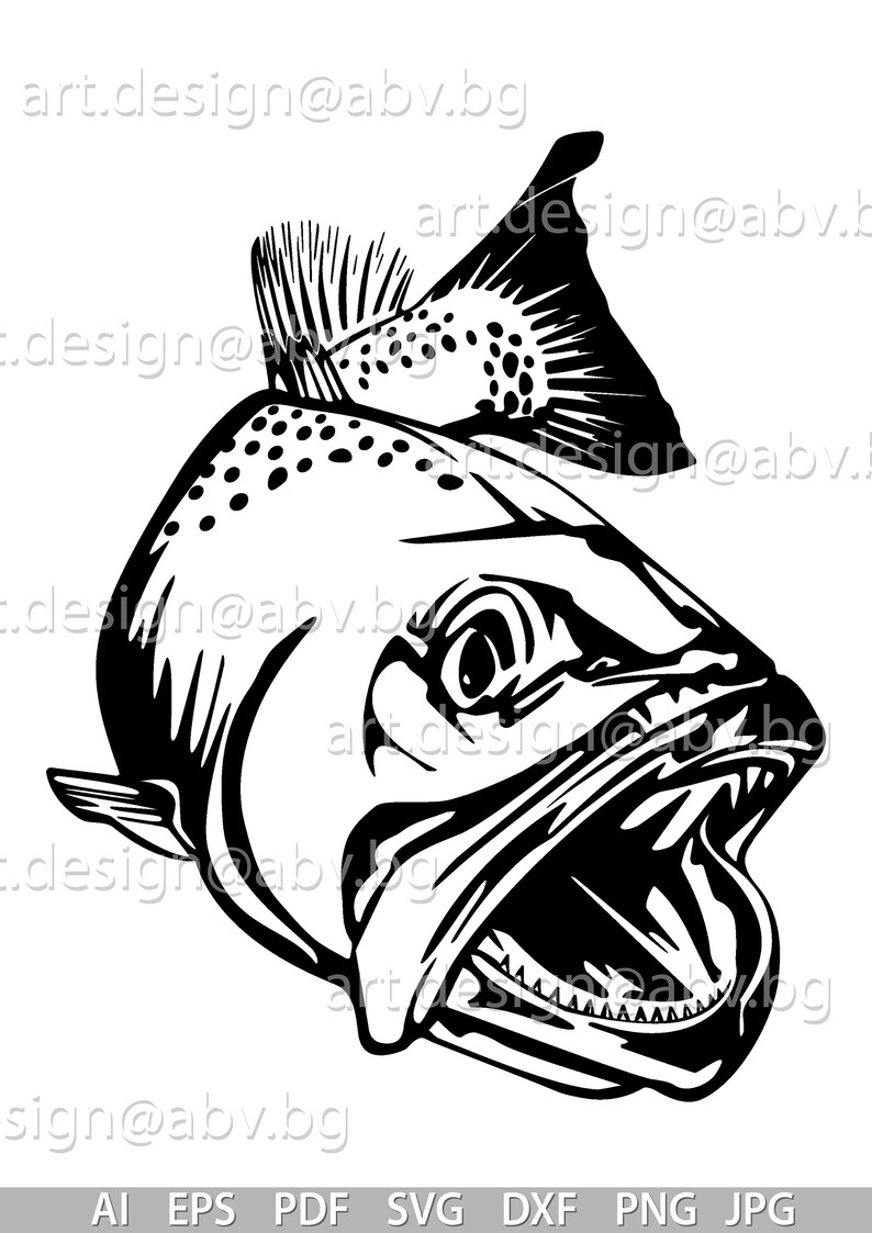 Download Vector TROUT fish AI eps pdf svg dxf png jpg Image | Etsy