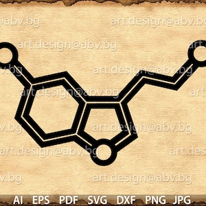 Vector MOLECULE SEROTONIN, Molecule of Happiness, AI, png, eps, pdf, svg, dxf, jpg Download files, Digital, graphical, discount coupons