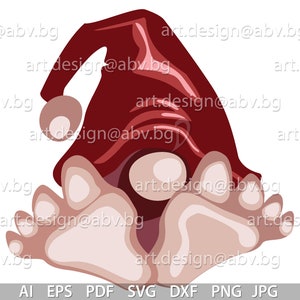 Vector GNOME legs with red hat, AI, pdf, eps, svg, dxf, png, jpg Download, Digital, graphical, discount coupons