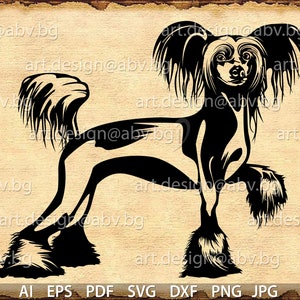 Vector CHINESE CRESTED dog, svg, AI, png, pdf, eps, dxf, jpg Download, Digital image, graphical, animal, discount coupons