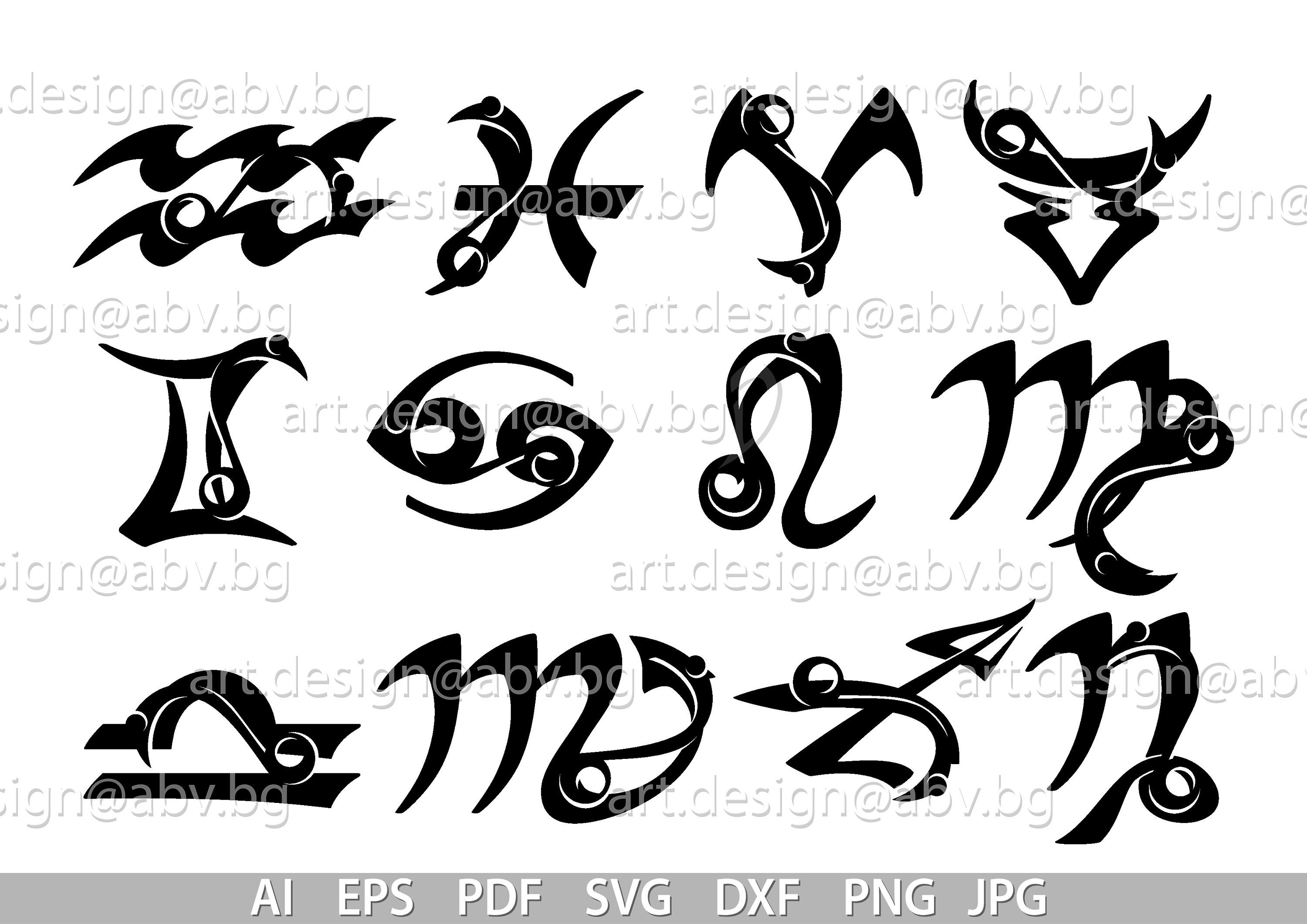 Exotic Sign Zodiac Signs Vector Art, Horoscope Symbols (digital Download) - Etsy