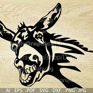 Vector ROARING DONKEY head, ai eps dxf svg pdf png jpg Download, Digital image, graphical, animal farm