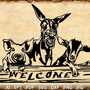 Vector ANIMAL FARM, AI, png, eps, pdf, svg, dxf, jpg Instant Download, Digital image, graphical image Art Print, Printable