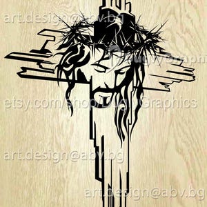 十字架上のイエスのベクターアート：茨の冠（デジタルダウンロード）