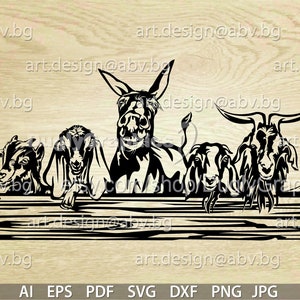 Vector ANIMAL FARM, ai, eps, pdf, svg, dxf, png, jpg Download, farmhause, graphical, donkey, goats