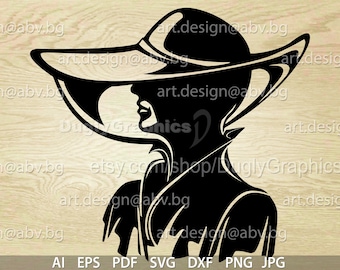 Woman with Hat Vector Graphic (Digital Download)