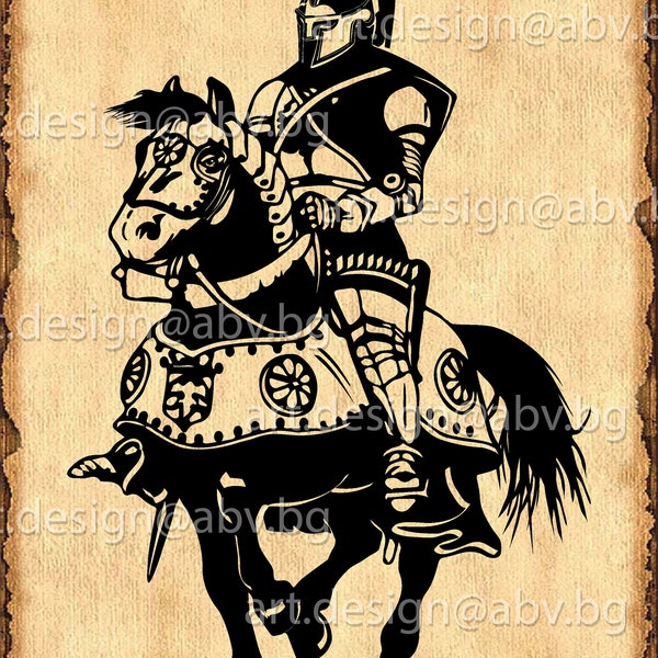 Vector KNIGHT on HORSE, SVG, dxf, ai, eps, pdf, png, jpg Download, Digital image, graphical image, discount coupons