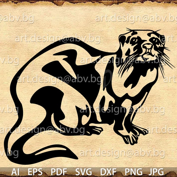 Vector RIVER OTTER, svg, AI, png, pdf, eps, dxf, jpg Download, Digital image, graphical, animal, svg otter, discount coupons