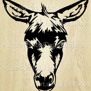 Vector DONKEY with bangs, SVG, DXF, ai, eps, pdf, png, jpg Download, graphical, animal