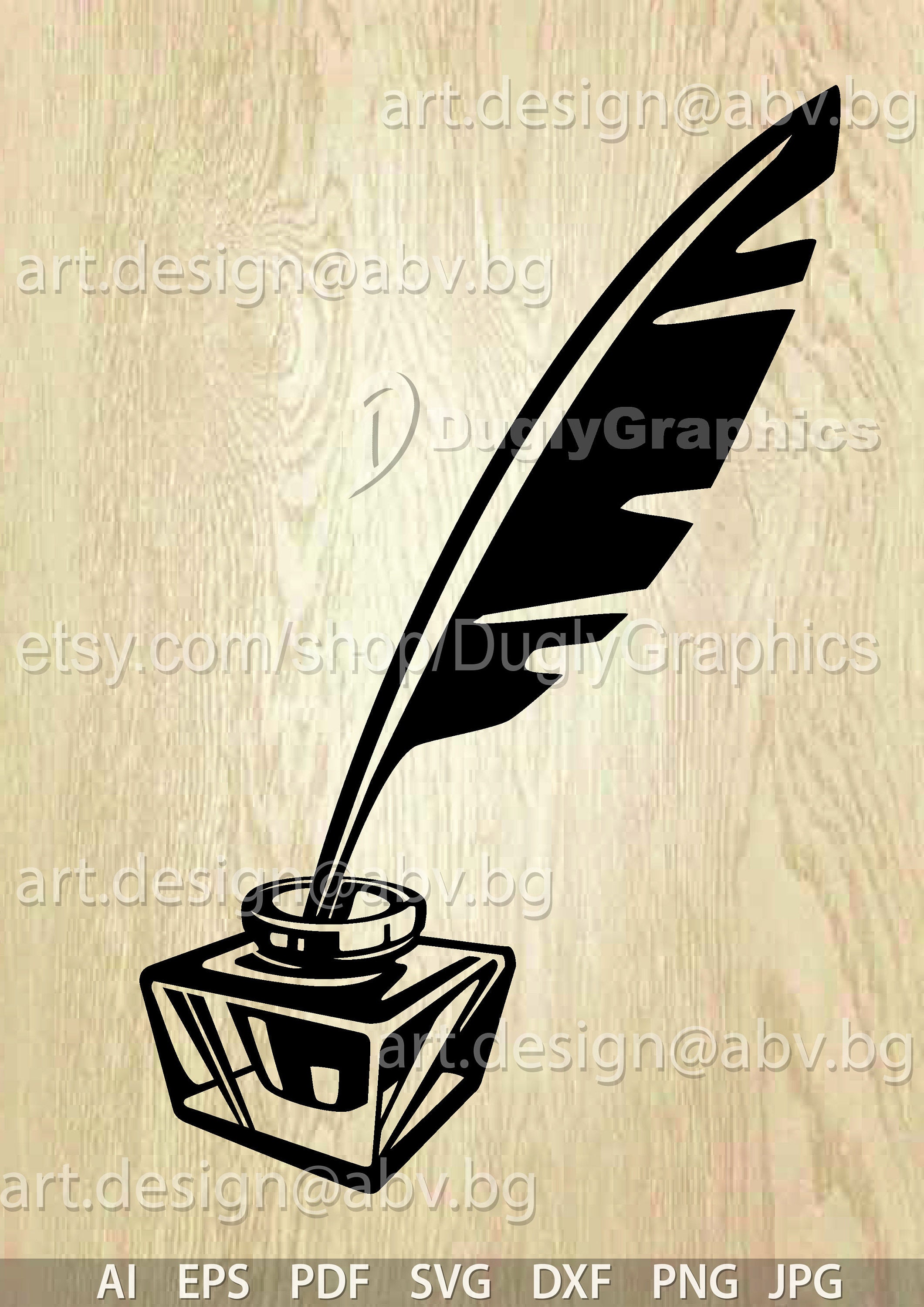 Quill Ink Bottle SVG Writer Clip Art Cut File Silhouette Dxf Eps Png Jpg  Instant Digital Download -  Israel
