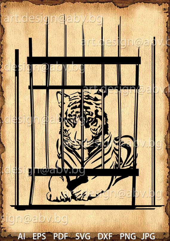 vector tiger behind bars in zoo ai png pdf eps svg dxf etsy etsy